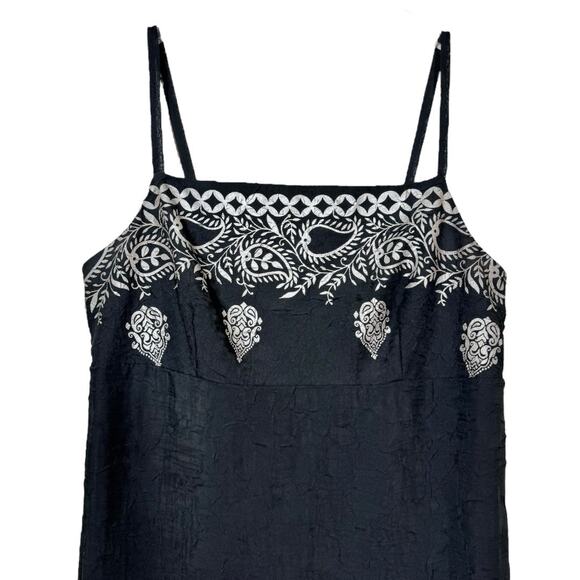 Vintage 90s Sue Wong Maxi Dress Gown Medium Black Silver Square Neck Layered - Picture 2 of 8